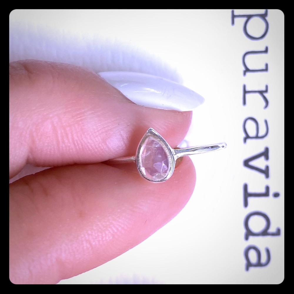 Pura vida tear drop moon stone ring size 7 silver